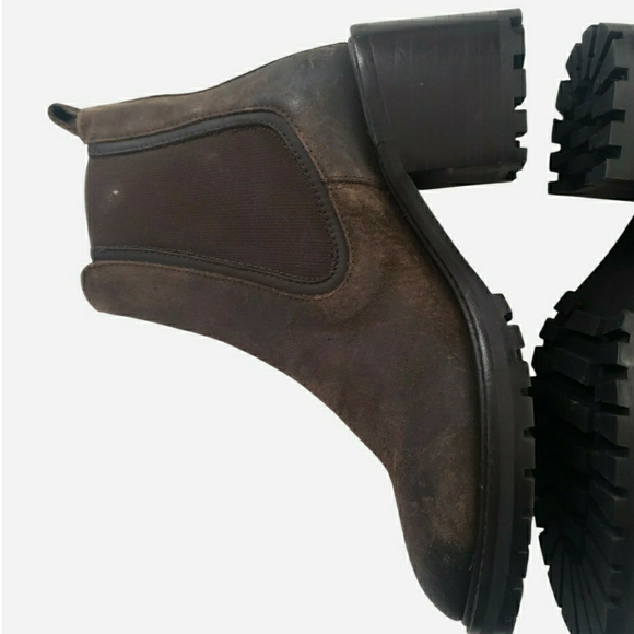 Thursday Boot Co Brown Suede Chunky Heel Chelsea Boots 5.5 Distressed Everyday - Picture 11 of 16